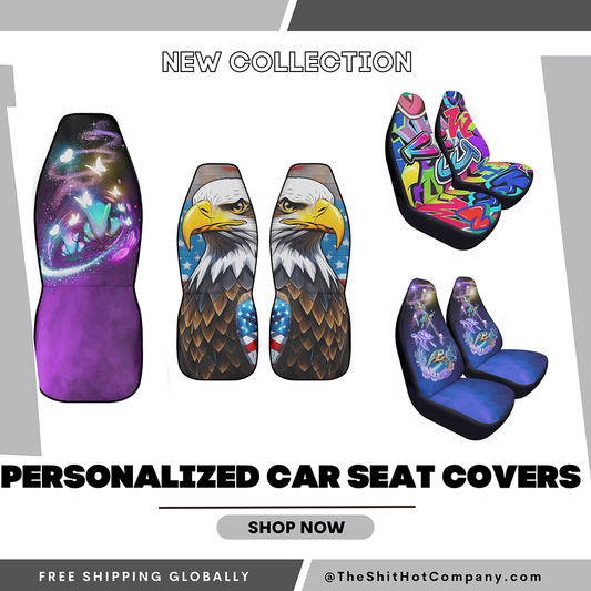 "Personalized car seat covers with unique designs for stylish protection" theshithotcompany