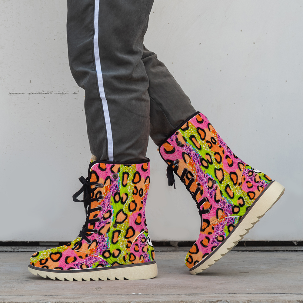 "Eye-catching Treadz Winter Boots - Wild Sparkle by ShitHot feature leopard print and sequins for stylish winter glam."
