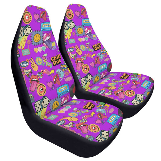 ShitHot Customizable Front Car Seat Covers - Retro Purple