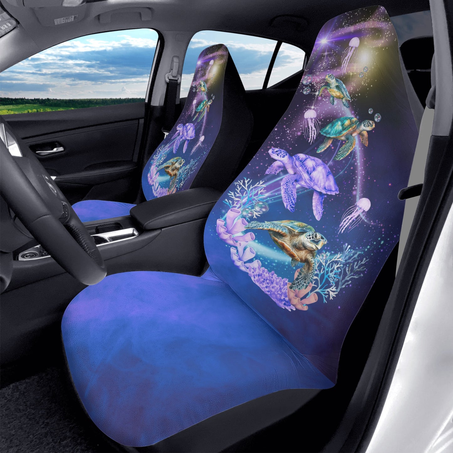 ShitHot Customizable Front Car Seat Covers - Turtle Fanta-Sea