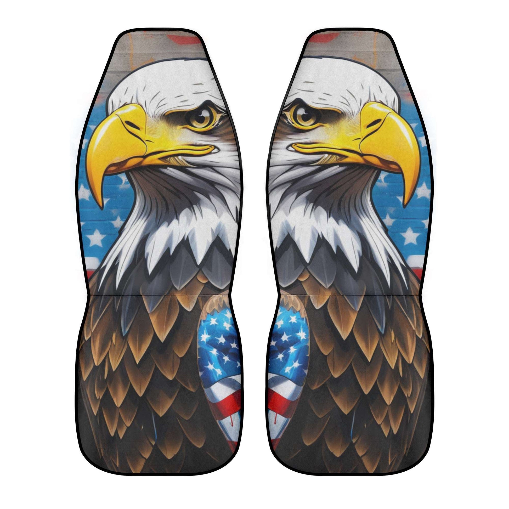 American Eagle: "ShitHot Personalized Front Car Seat Covers - American Eagle for patriotic car lovers." theshithotcompany