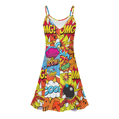 Women's ShitHot Spaghetti Strap Swing Dress - 'The Comic'