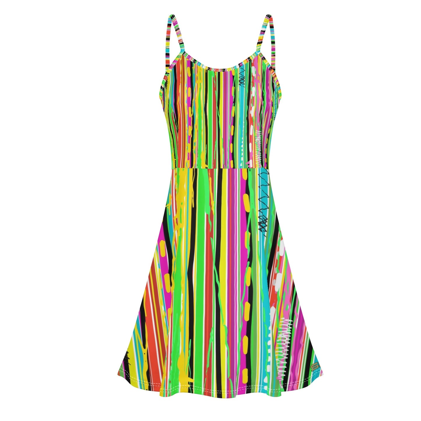 Women's ShitHot  Spaghetti Strap Swing Dress - Candy Stripe