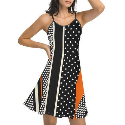 Women's ShitHot Spaghetti Strap Swing Dress  - Polka Dot Sunset