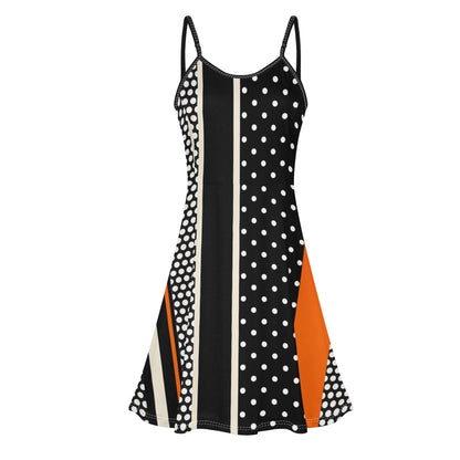 Women's ShitHot Spaghetti Strap Swing Dress  - Polka Dot Sunset