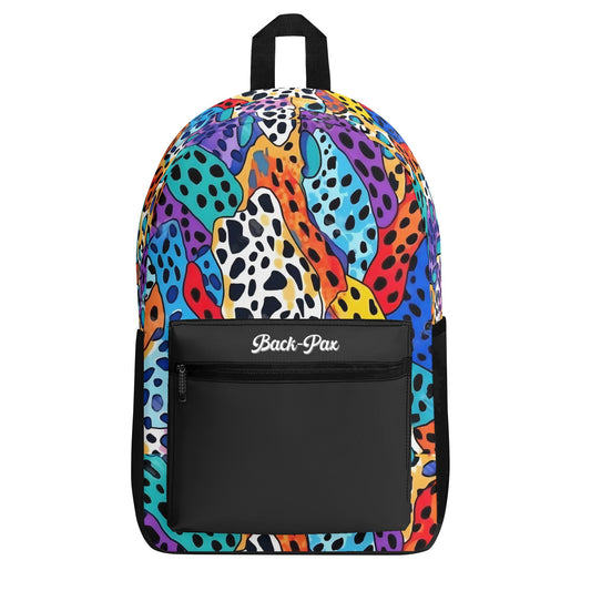 "Wild Cheetah Backpack features a striking neon cheetah print for a bold, vibrant look."