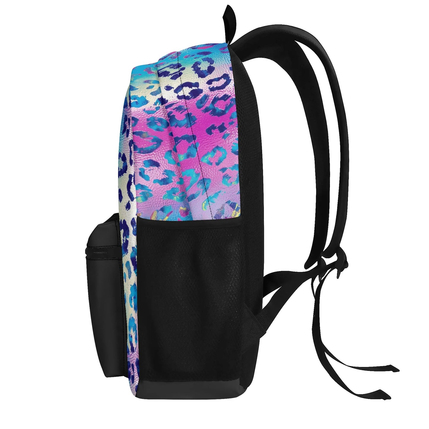 "Funky Leopard Backpack with vibrant abstract leopard design for a wild and stylish statement."