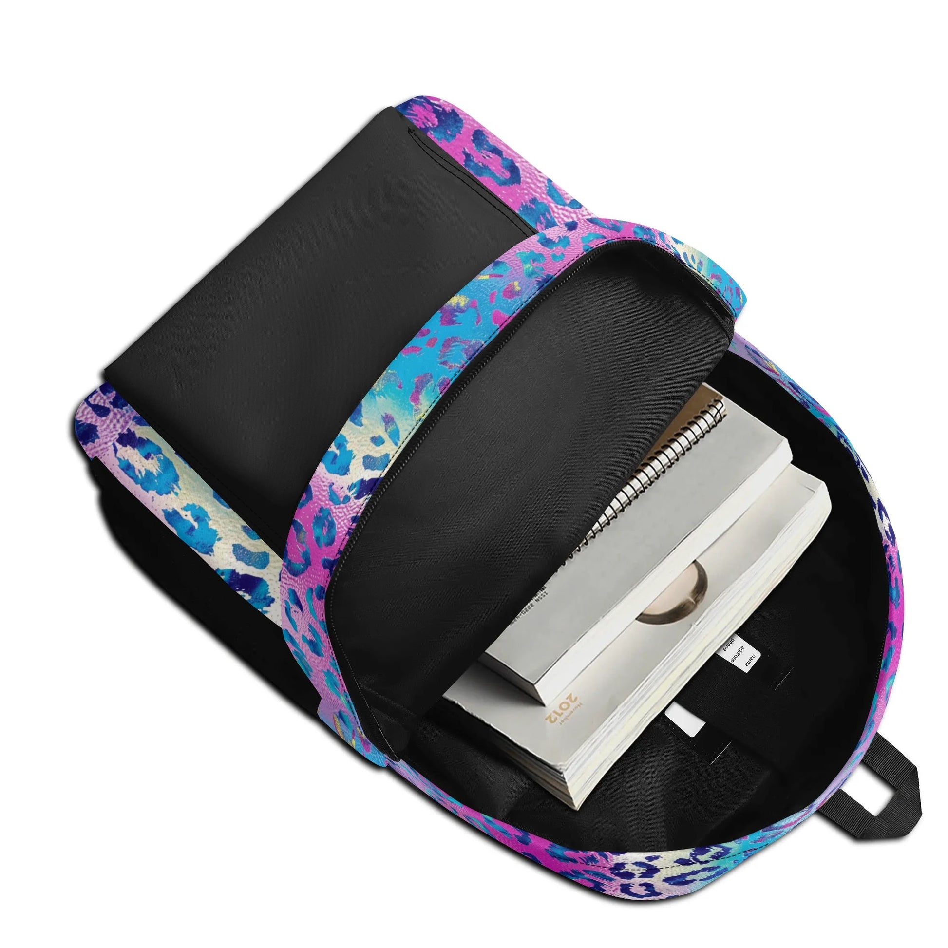 "Funky Leopard Backpack with vibrant abstract leopard design for a wild and stylish statement."