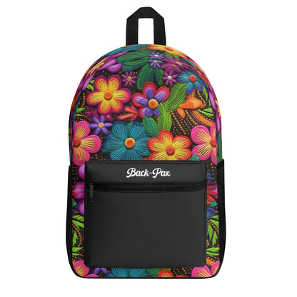 "3D Posy Backpack features vibrant 3D flower petals, perfect for a unique and stylish look."