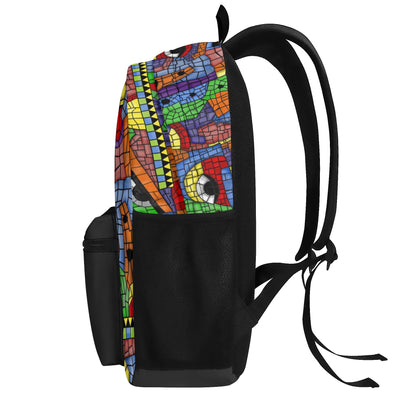 "'The Picasso' Backpack with an abstract mosaic design for creative individuals who love art."