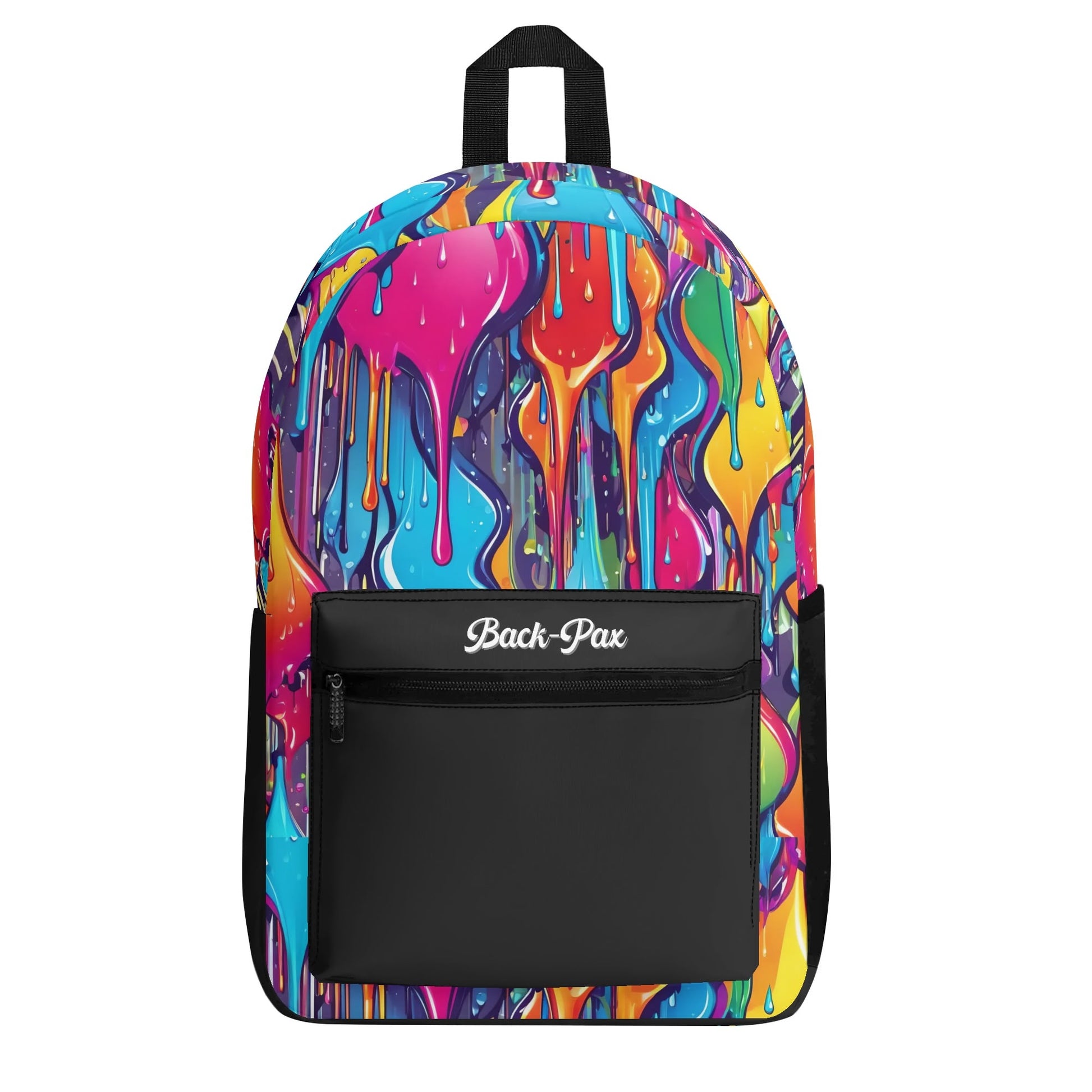 "'The Dali' Backpack showcases a surreal design with vibrant, melting colors for an artistic flair."