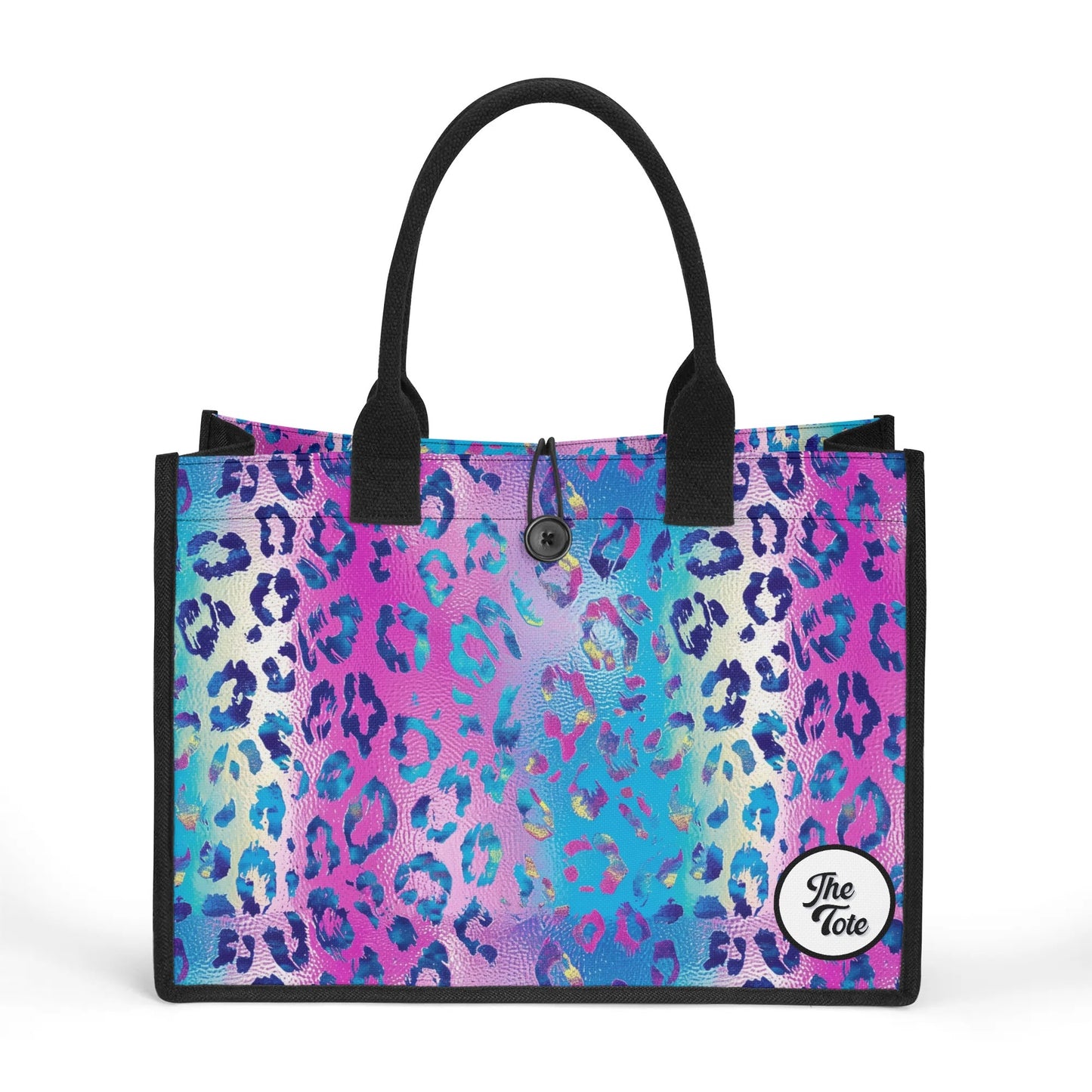 "Vibrant abstract sparkle leopard tote bag by ShitHot, designed for those who want to express their fun fashion sense."