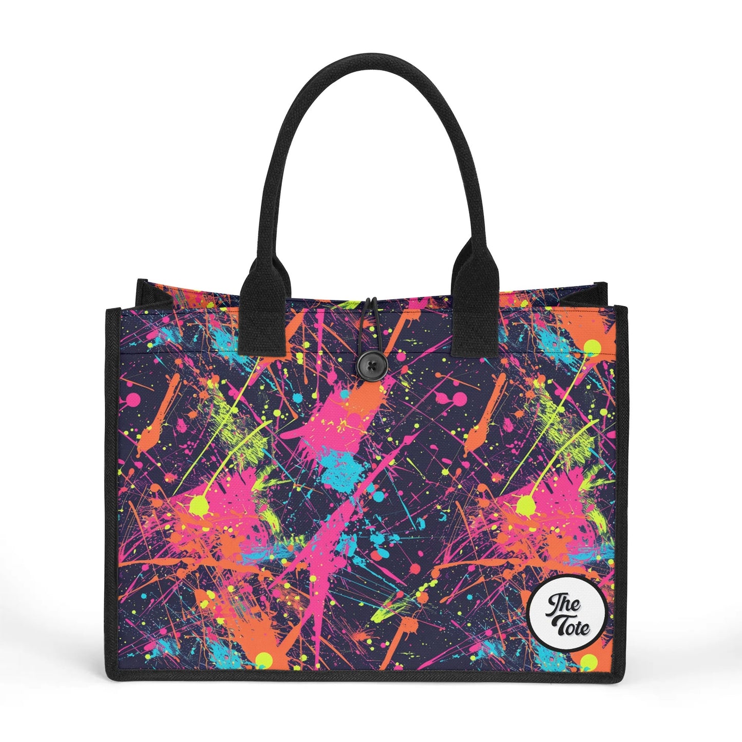 "Artistic tote bag with a vibrant paint splat design by ShitHot, ideal for creative spirits and expressing unique styles."