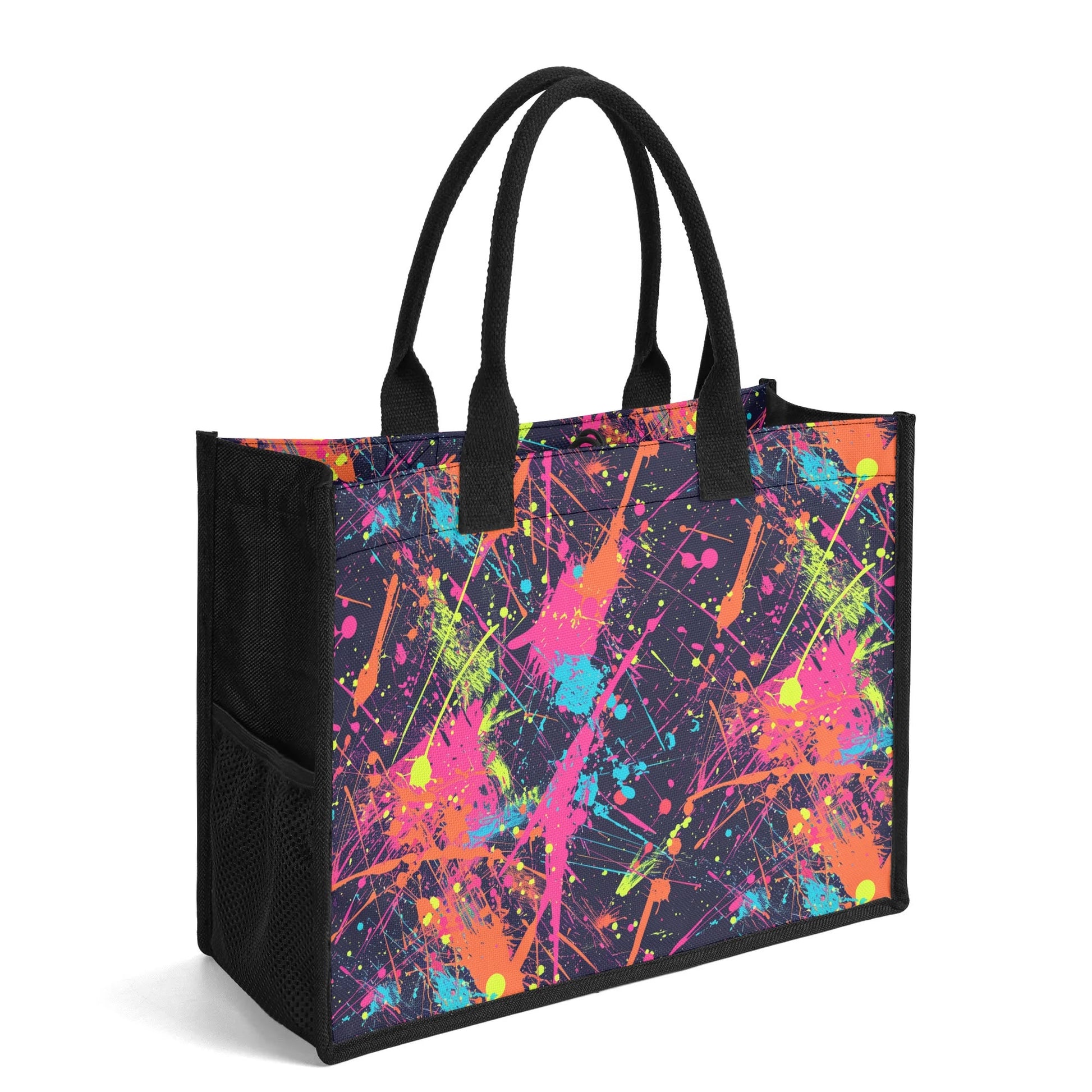 "Artistic tote bag with a vibrant paint splat design by ShitHot, ideal for creative spirits and expressing unique styles."