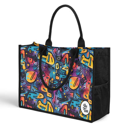 Edgy Black Grunge tote bag by ShitHot featuring a sleek black design with grunge elements, perfect for everyday use.