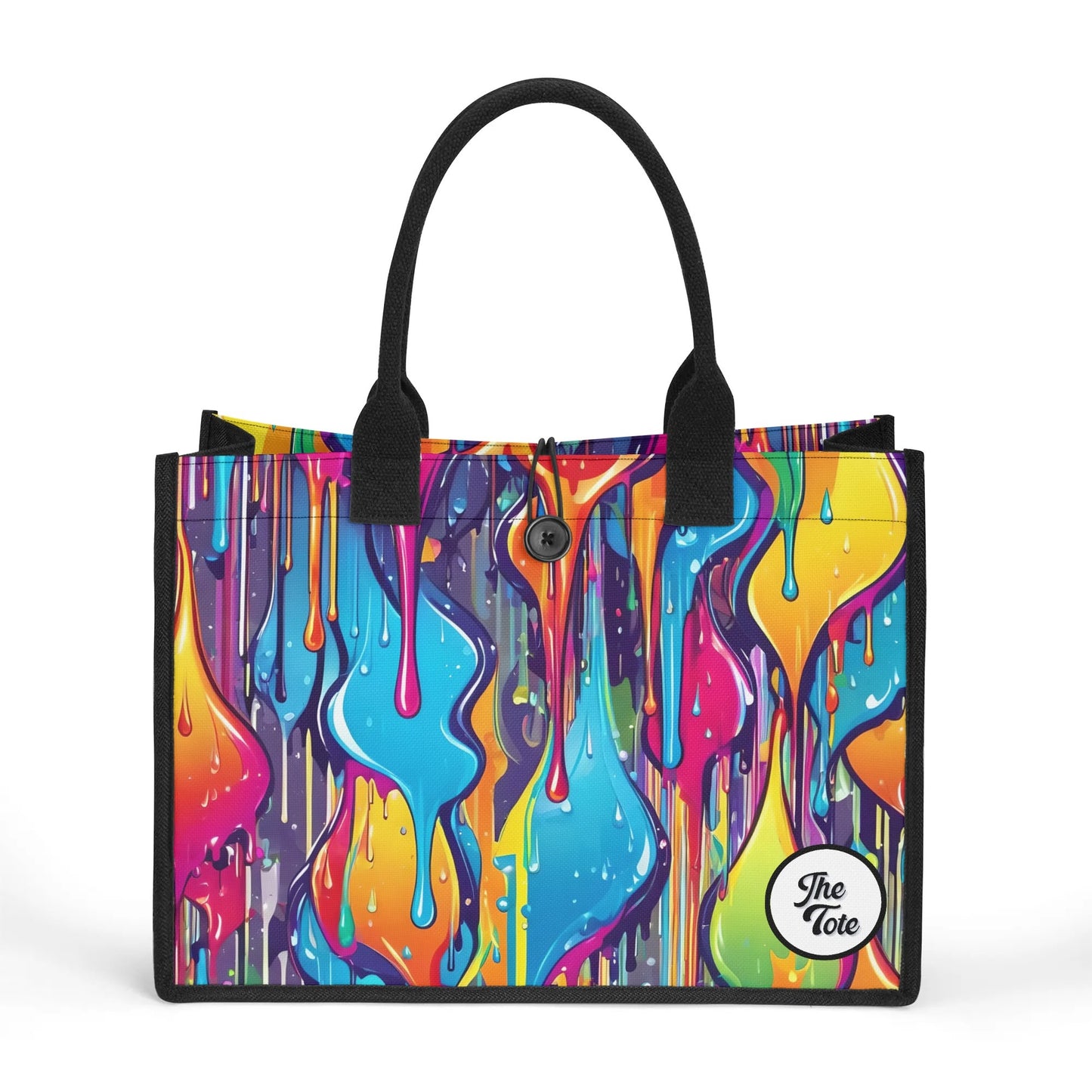 "Surreal design tote bag by ShitHot, showcasing vibrant, dripping colors that evoke the essence of melting paint art."