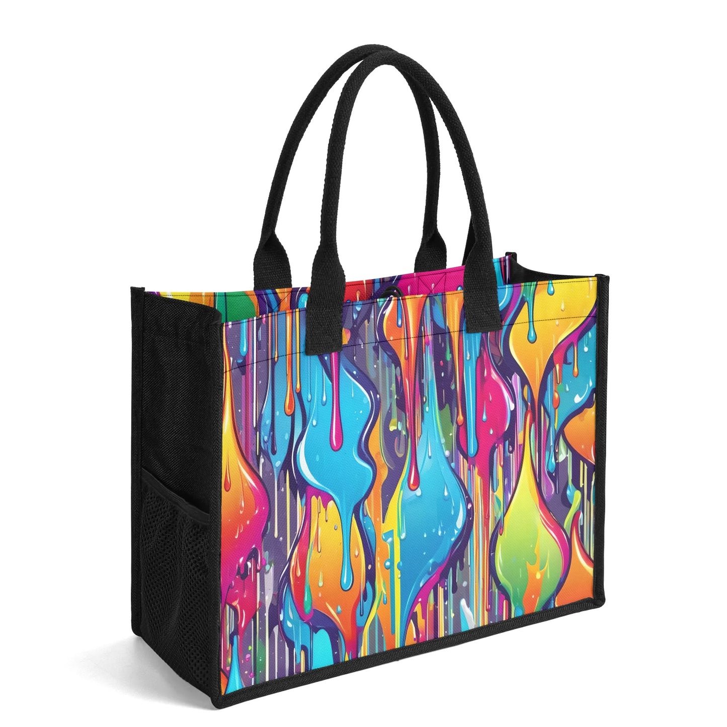 "Surreal design tote bag by ShitHot, showcasing vibrant, dripping colors that evoke the essence of melting paint art."
