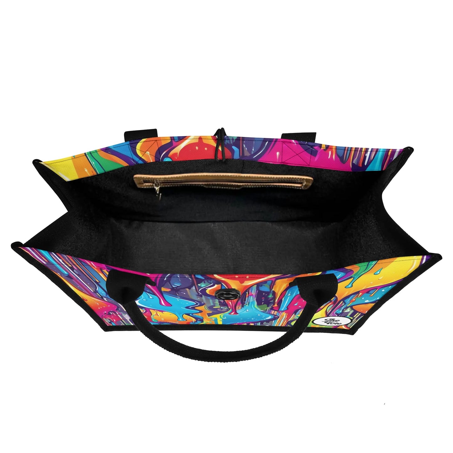 "Surreal design tote bag by ShitHot, showcasing vibrant, dripping colors that evoke the essence of melting paint art."
