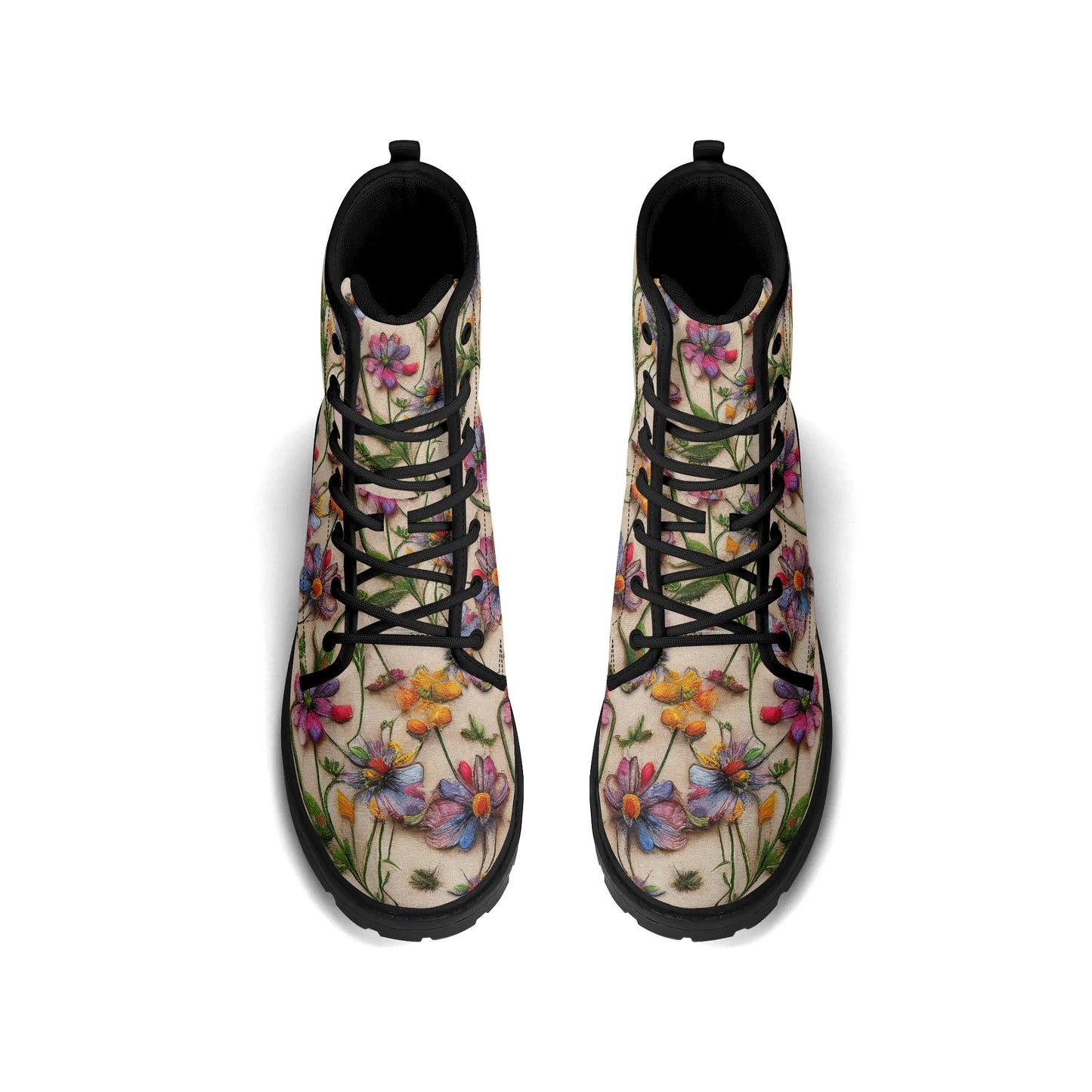 "Treadz Wildflower ankle boots featuring stunning 3D flower illusion, waterproof, and cushioned comfort by ShitHot."