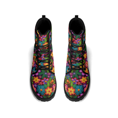 "Treadz 3D Posy ankle boots with vibrant 3D flower petals, waterproof, and all-day comfort by ShitHot."