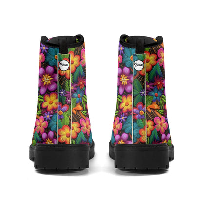 "Treadz 3D Posy ankle boots with vibrant 3D flower petals, waterproof, and all-day comfort by ShitHot."