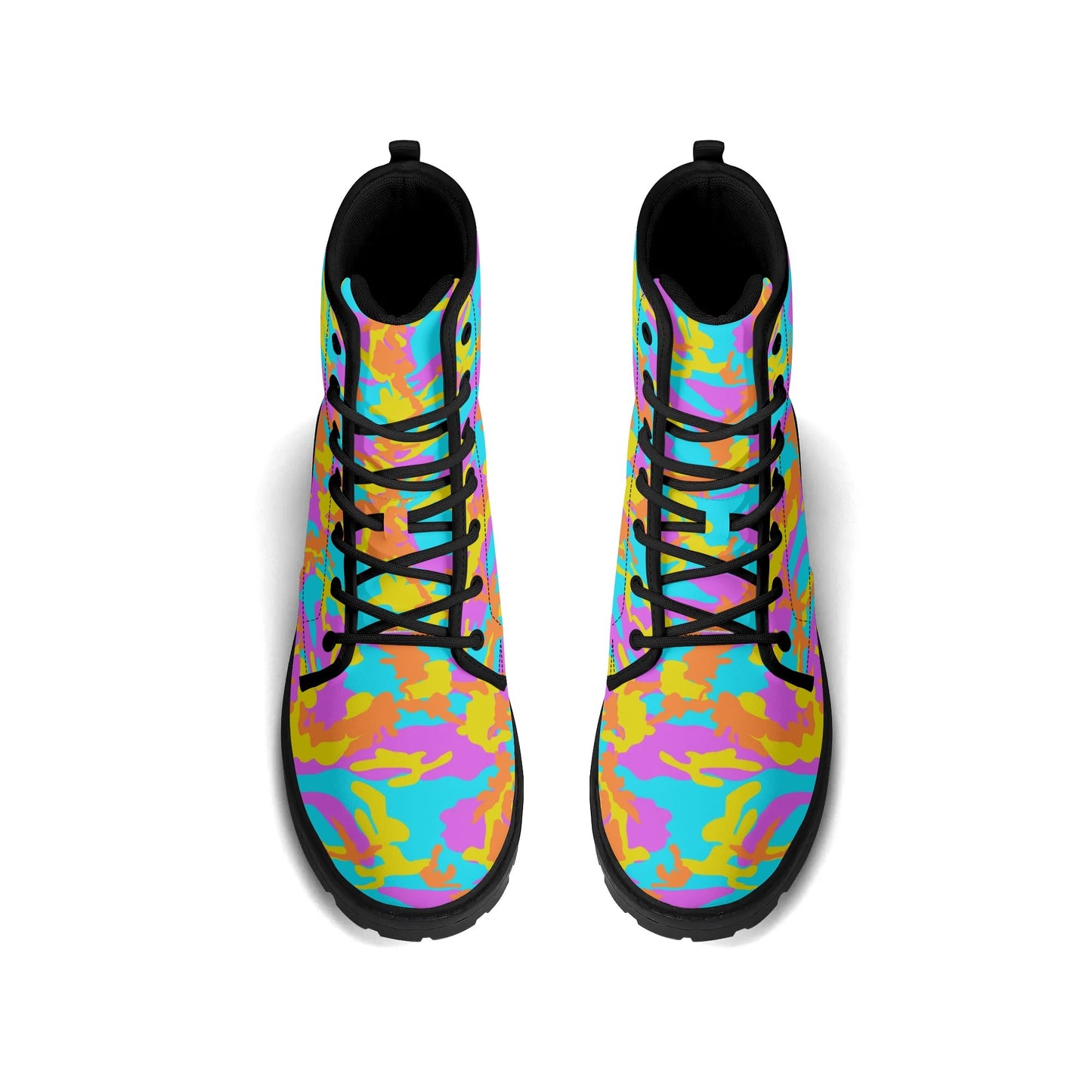 "Treadz Thunder Camo ankle boots featuring vibrant camo colors, waterproof, and all-day comfort by ShitHot."