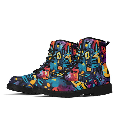 "Treadz Black Grunge ankle boots featuring grunge-inspired design, waterproof, and all-day comfort by ShitHot."