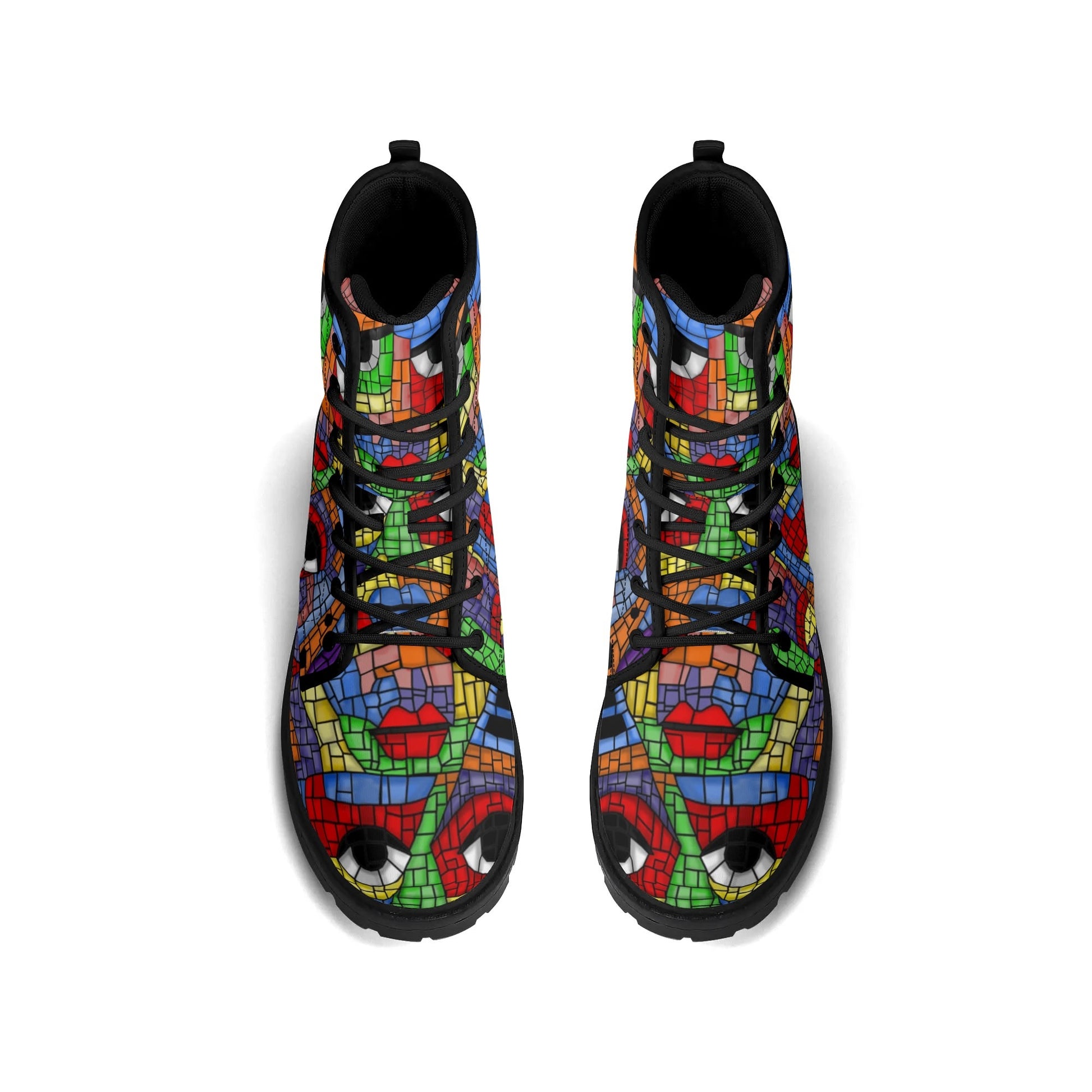 Treadz Signature Boots – The Picasso with abstract face design, perfect for artistic expression by ShitHot.