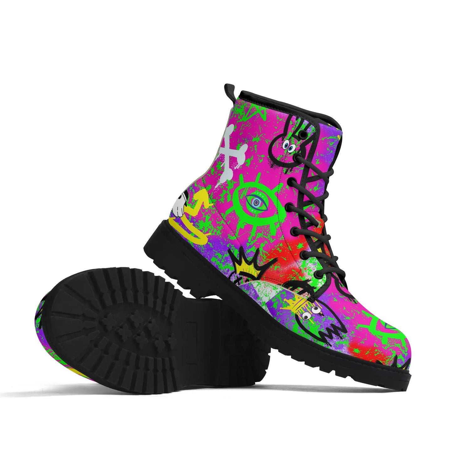 Treadz Signature Boots - The Notorious with playful graffiti pattern for creative styles by ShitHot.