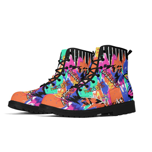 Treadz Signature Boots - Urban Graffiti blending black and graffiti patches for urban trendsetters by ShitHot.