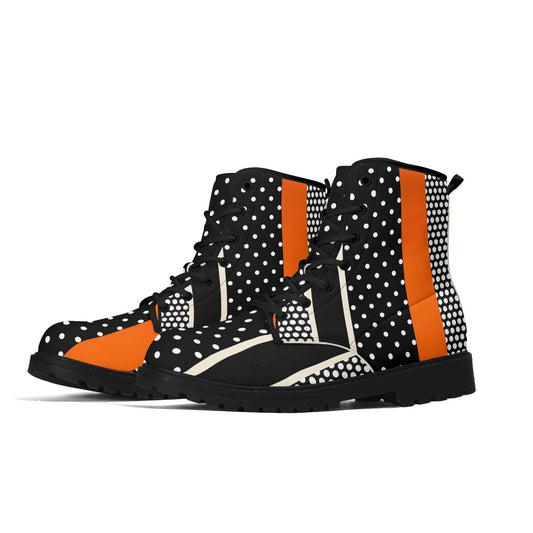 Treadz Signature Boots - Polkadot Sunset showcasing polka dots and bold stripes for a fun twist by ShitHot.