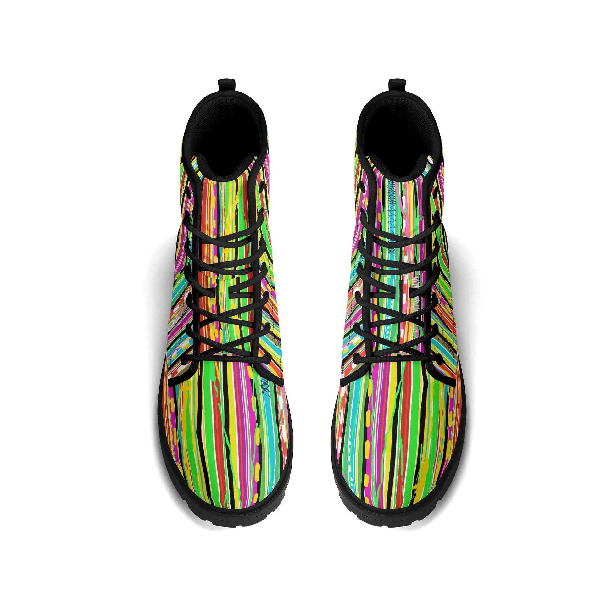 Treadz Signature Boots - Candy Stripe featuring vibrant rock candy-style print for a bold statement by ShitHot.