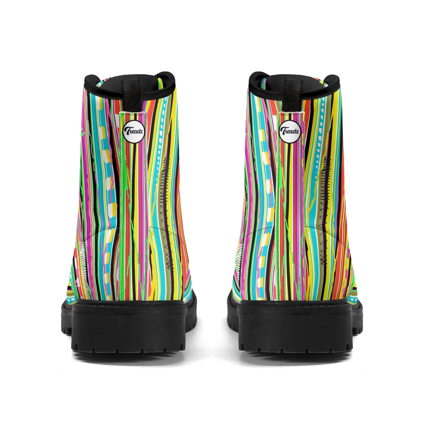 Treadz Signature Boots - Candy Stripe featuring vibrant rock candy-style print for a bold statement by ShitHot.