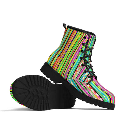 Treadz Signature Boots - Candy Stripe featuring vibrant rock candy-style print for a bold statement by ShitHot.