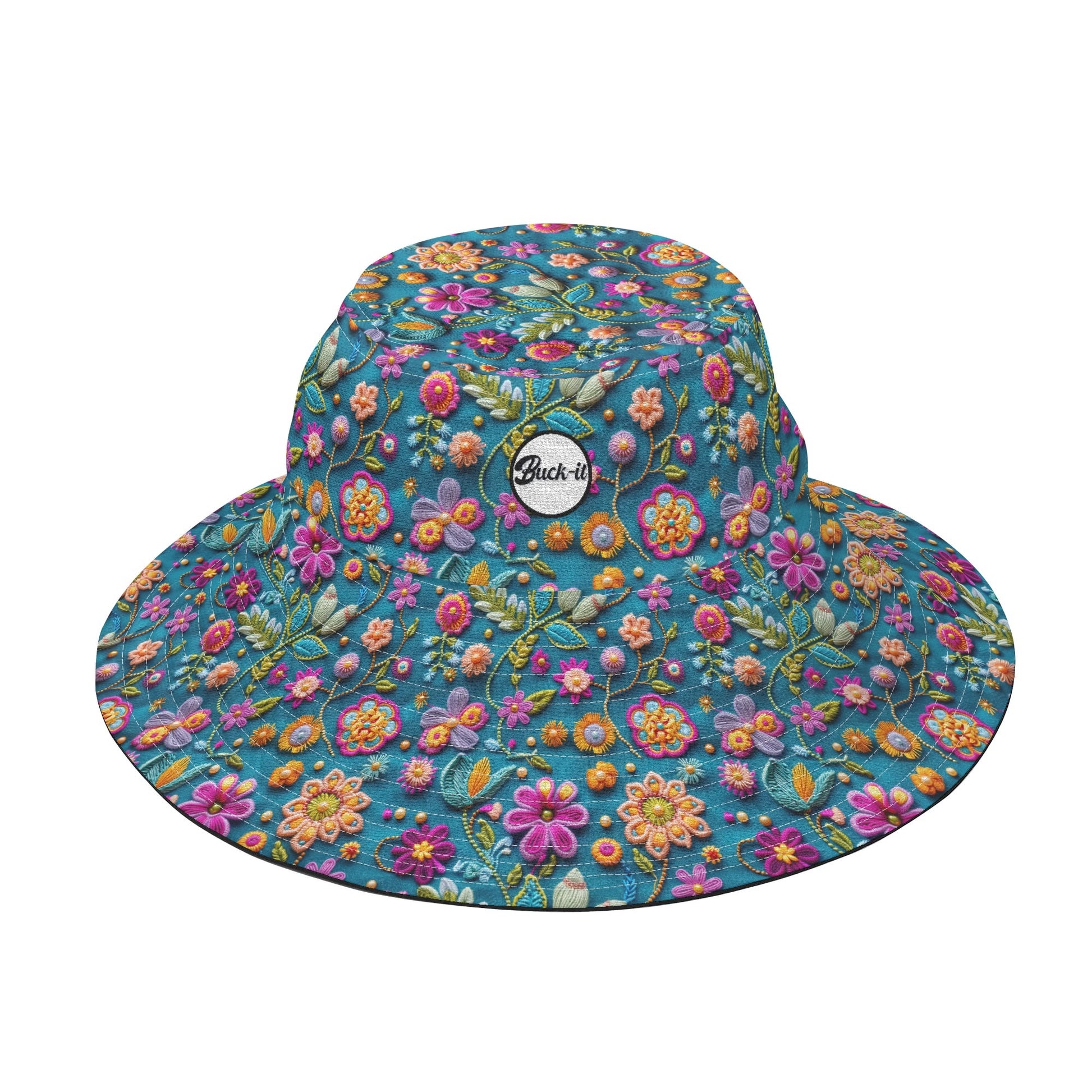 "ShitHot Buck-it Hat - Petal Pop has a vibrant flower print, foldable, breathable, and offers UV protection for sunny outings."