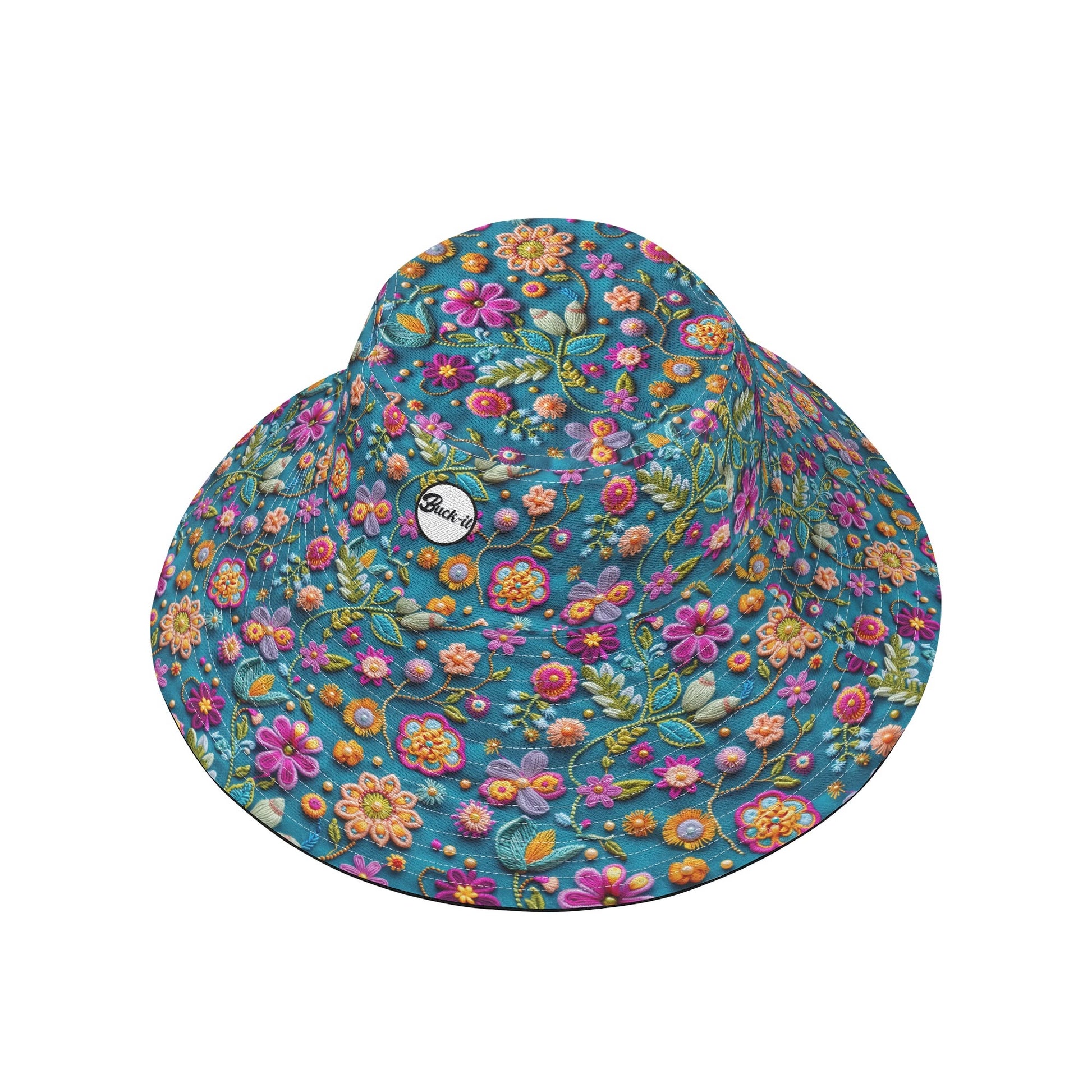 "ShitHot Buck-it Hat - Petal Pop has a vibrant flower print, foldable, breathable, and offers UV protection for sunny outings."