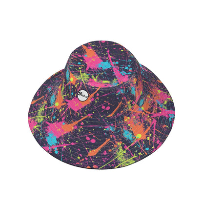 "ShitHot Buck-it Hat - Paint Splat with a colorful splash design, breathable, packable, and UV protection for sunny outings."