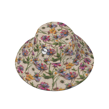 "ShitHot Buck-it Hat - Wildflower features a 3D wildflower design, breathable, UV protection, and is packable for outdoor fun."