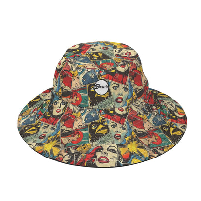 "ShitHot Buck-it Hat - Comic Strip has a playful comic design, breathable, UV protection, and is packable for outdoor activities."