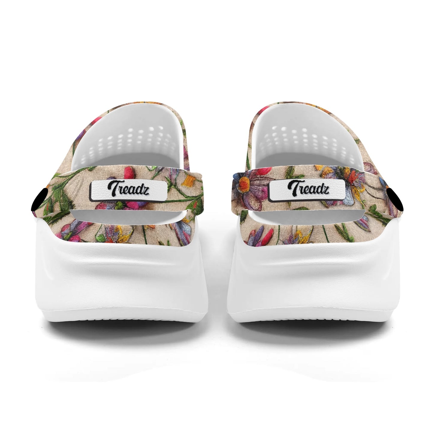 Treadz Clogs - Wildflower by ShitHot "3D illusion floral clogs, designed for stylish comfort, perfect for nature lovers."