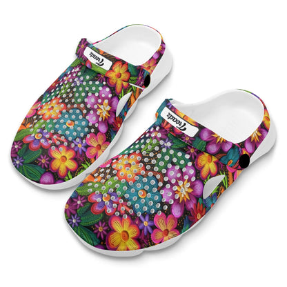 Treadz Clogs - 3D Posy by ShitHot,"Vibrant 3D flower petal clogs by theshithotcompany, combining unique design with all-day comfort."
