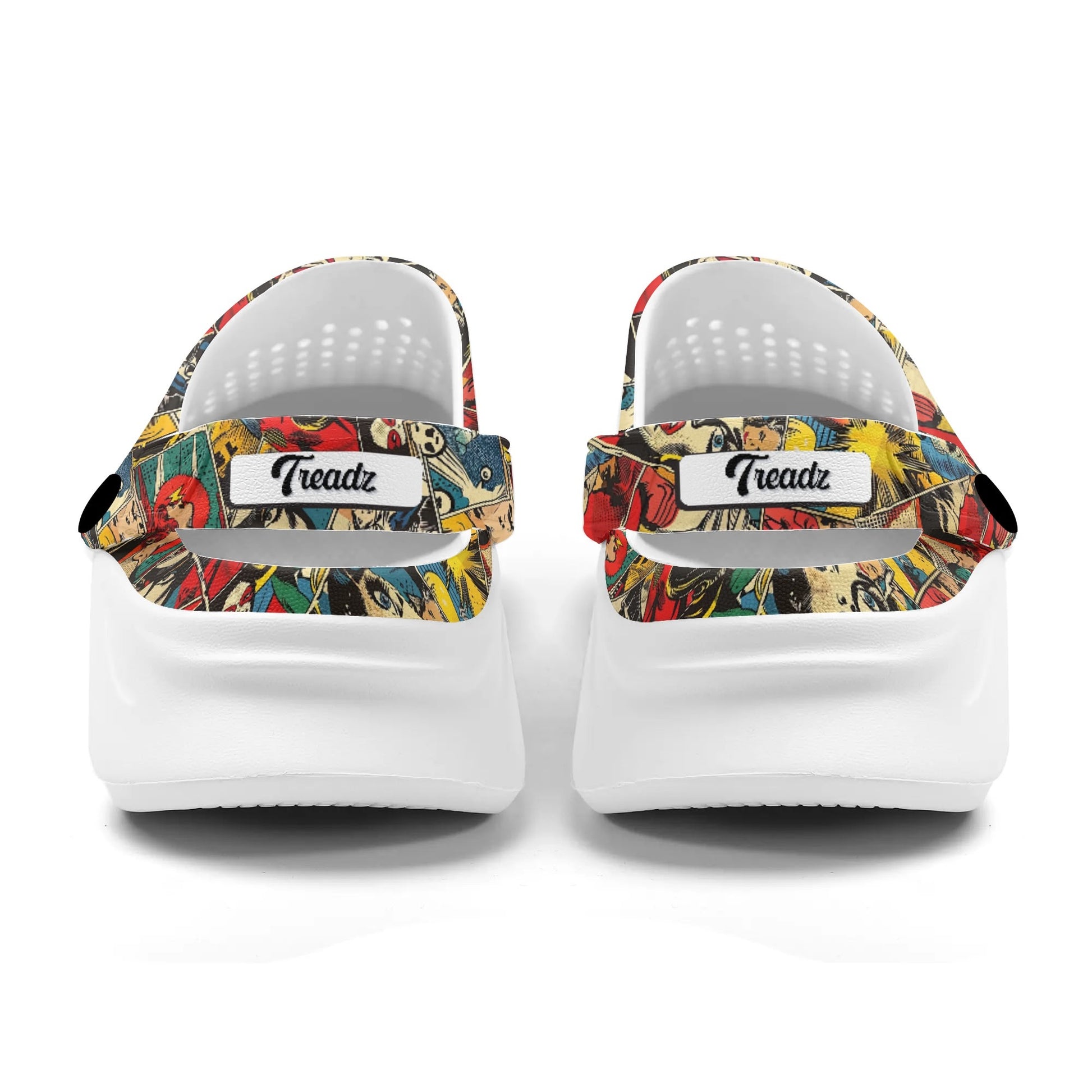 Treadz Clogs - Comic Strip by ShitHot Colorful comic-themed clogs by theshithotcompany, bursting with creativity for playful footwear options