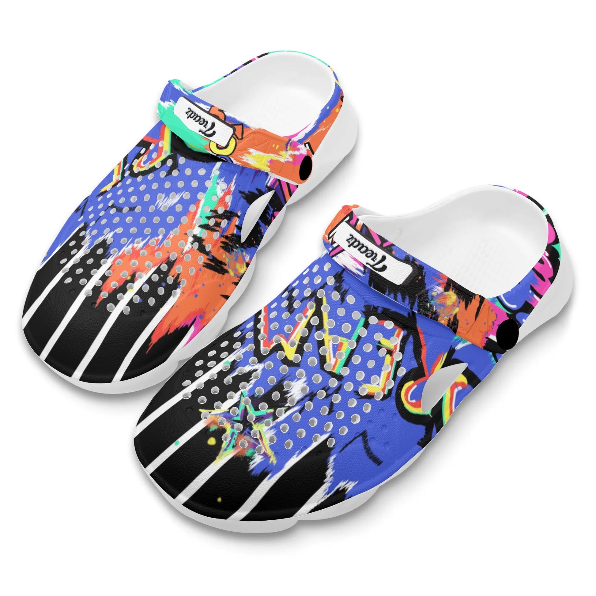 Treadz Clogs - Urban Graffiti by ShitHot. Graffiti-inspired clogs by theshithotcompany, blending urban style with comfort for trendsetters on the move.