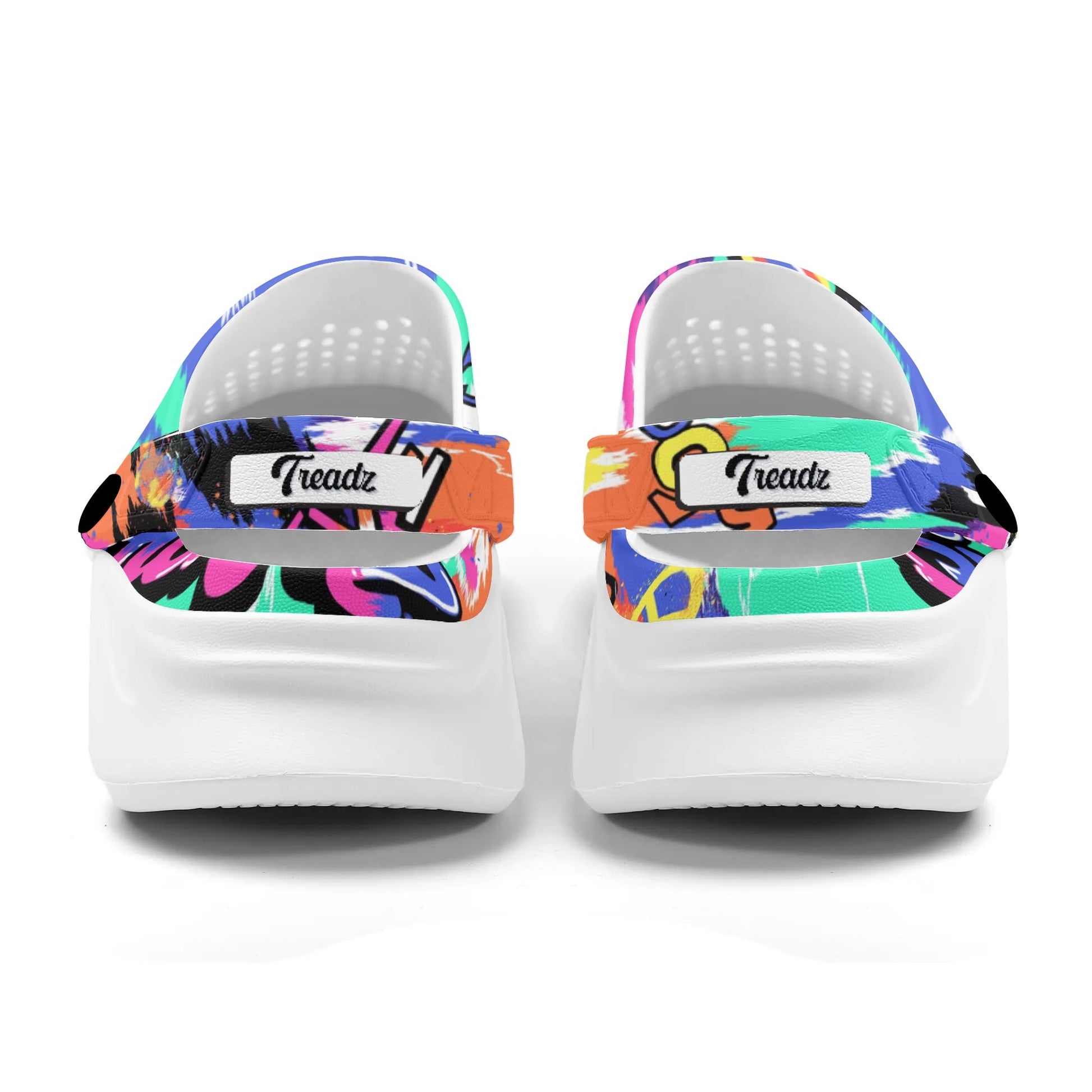 Treadz Clogs - Urban Graffiti by ShitHot. Graffiti-inspired clogs by theshithotcompany, blending urban style with comfort for trendsetters on the move.