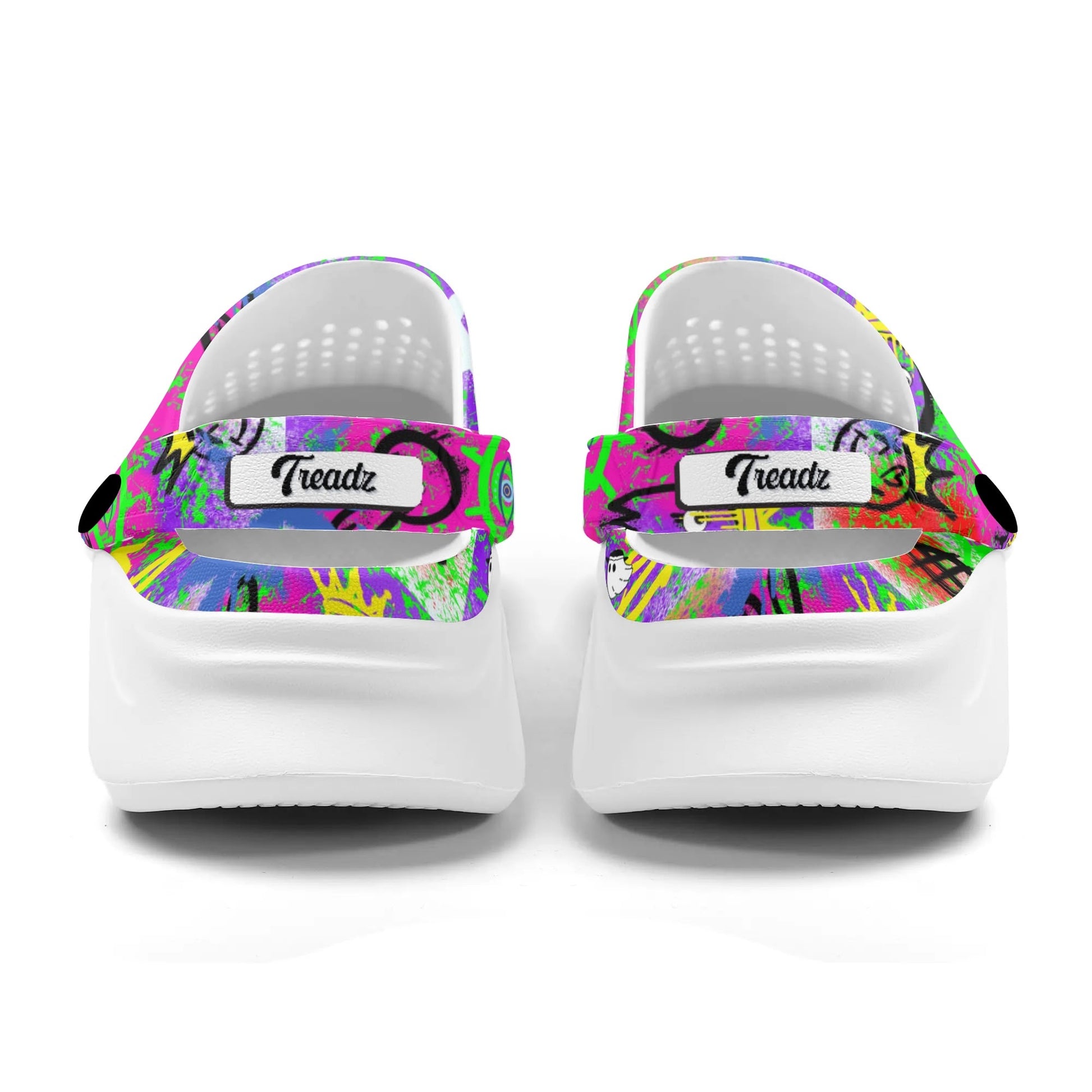 The Notorious by ShitHot. Graffiti pattern clogs by theshithotcompany, bursting with playful designs for vibrant, all-day comfort.