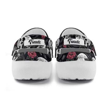 "Treadz Nursing Slide On Clogs - Skull Rebel by ShitHot, bold design, comfortable, easy to clean." theshithotcompany