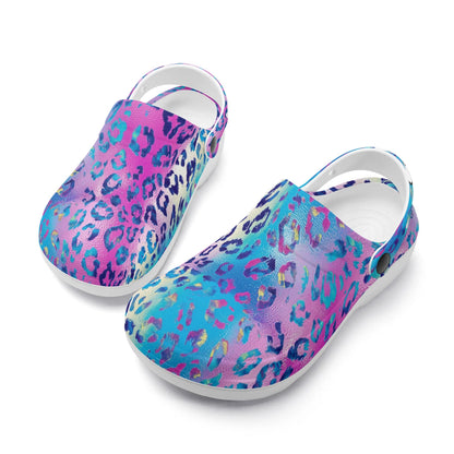 "Treadz Nursing Slide On Clogs - Funky Leopard by ShitHot, fun design, comfortable, easy to clean." theshithotcompany