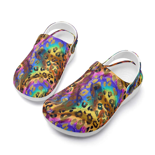 "Treadz Nursing Slide On Clogs - Opulent Leopard by ShitHot, stylish, slip-resistant, all-day comfort." theshithotcompany