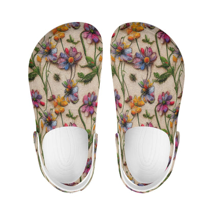 "Treadz Nursing Slide On Clogs - Wildflower by ShitHot, floral design, breathable, slip-resistant." theshithotcompany