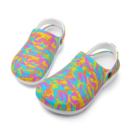 "Treadz Nursing Slide On Clogs - Thunder Camo by ShitHot, energetic design, comfortable, slip-resistant." theshithotcompany